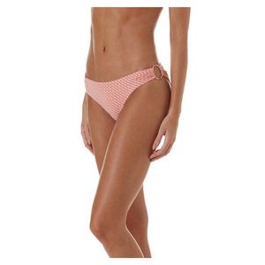 NEW Melissa Odabash Swim Bikini Bottom Evita Print Gold Ring Trim Orange White 6